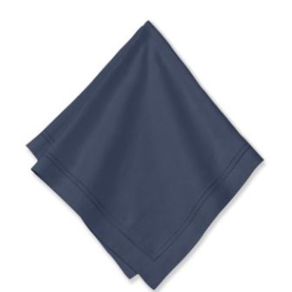 Navy Linen Double Hemstitch Napkins, William and Sonoma, NWT-2 sets of 4 total 8